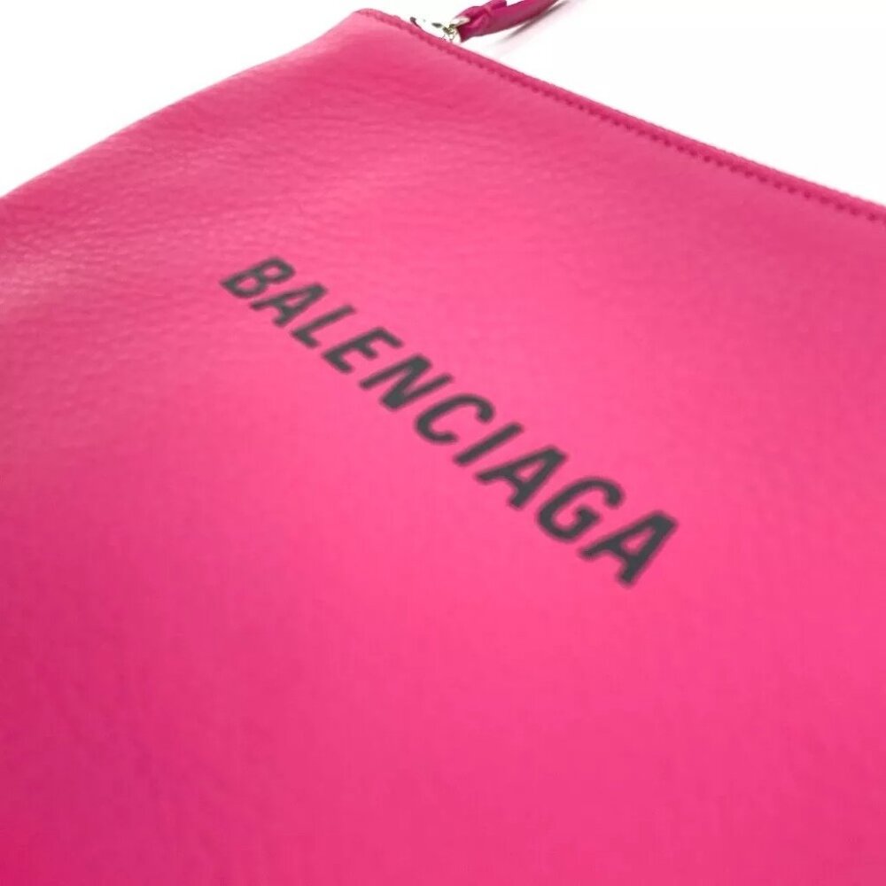 BALENCIAGA 492465 Logo Everyday Pouch M Bag Clutch bag Leather pink/Black - Picture 7 of 9